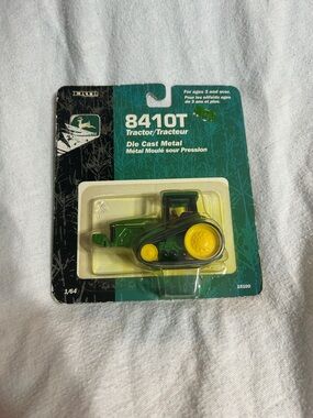 John Deere Green and Yellow 8410T Die-Cast Tractor on Card